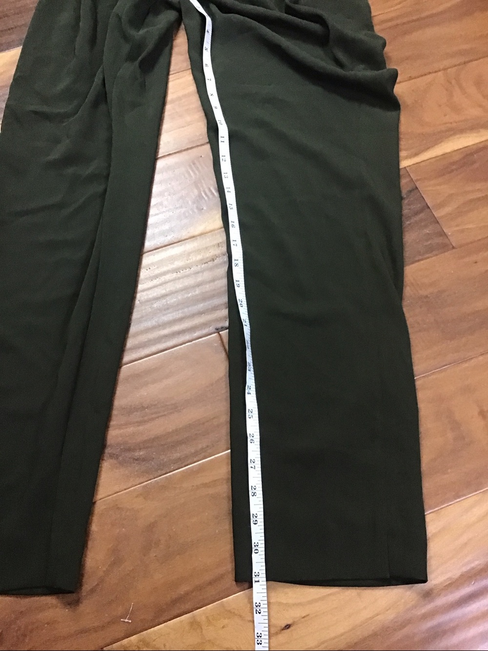 RUTI Olive Crepe Campbell Drape Pants Front Drape Straight Leg Style Size 3 (L) - Picture 7 of 14